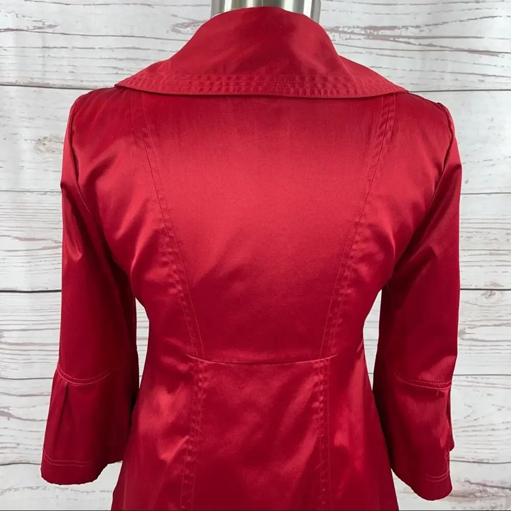 BCX mid length red jacket 3/4 flare sleeves pockets - Picture 7 of 13
